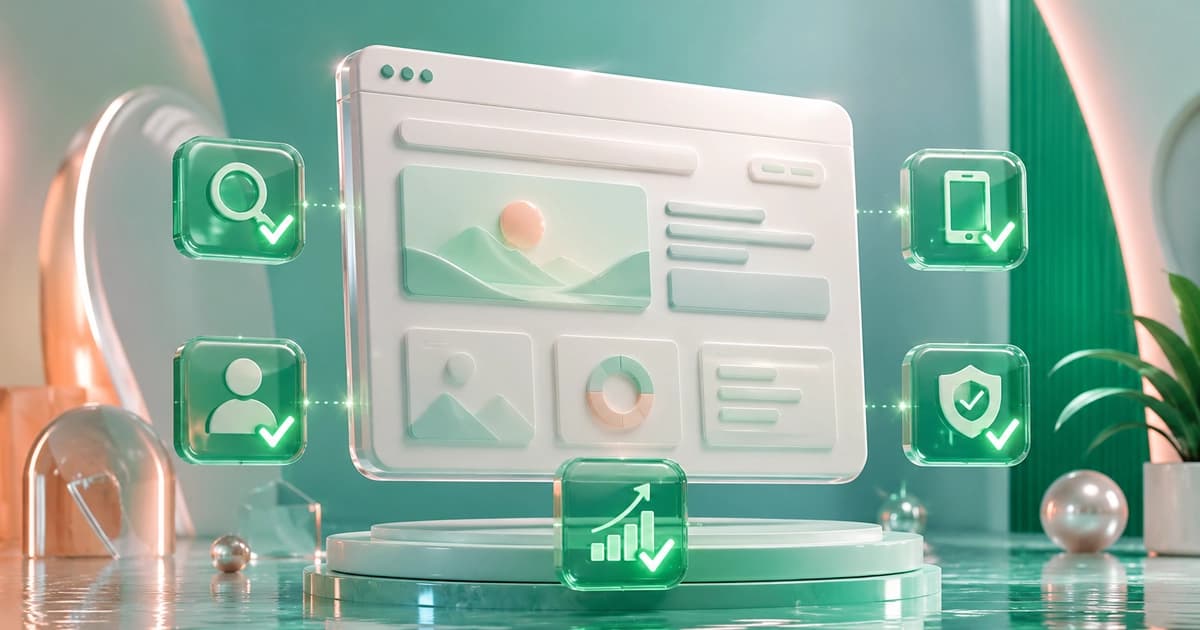 AI website audit interface checking a site across SEO, UX, design, mobile, trust, and conversions.