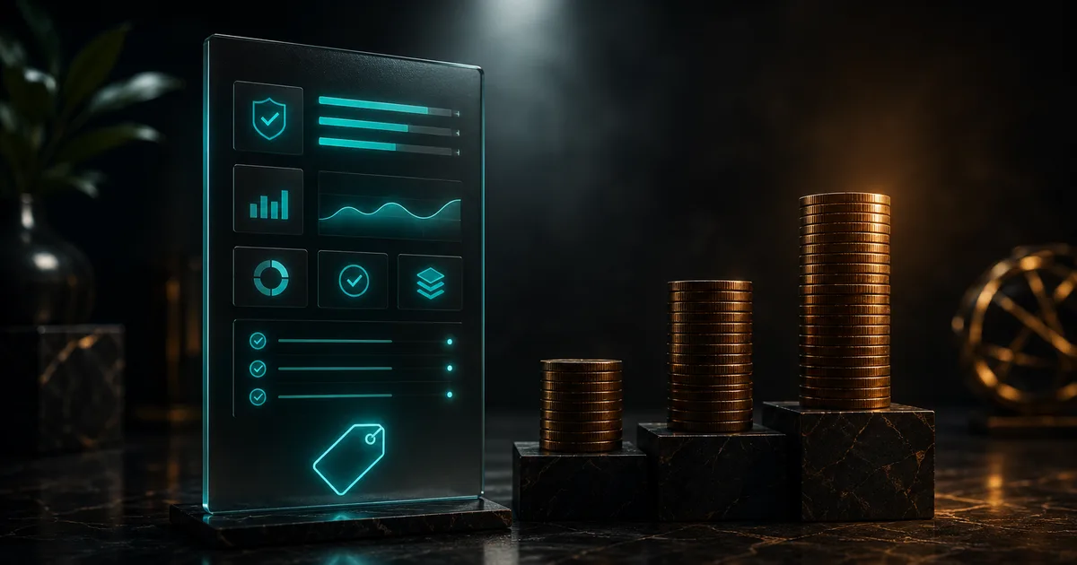 Website audit report beside rising stacks of coins, weighing how much to charge for a website audit.