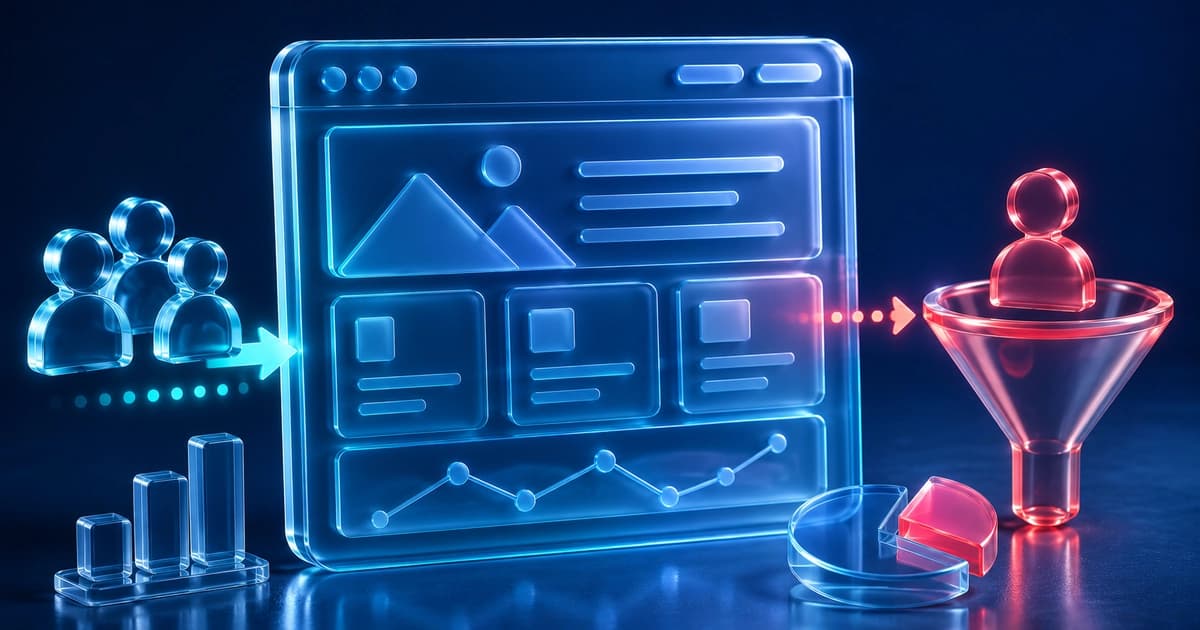 Conversion funnel leaking visitors, showing where website traffic fails to become customers.